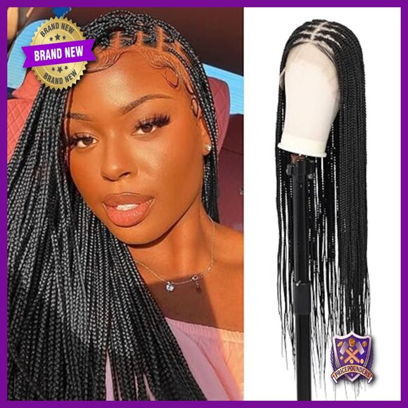 36 Inch Knotless Box Braid Wig HD Lace Front With Baby Hair Synthetic main image 6